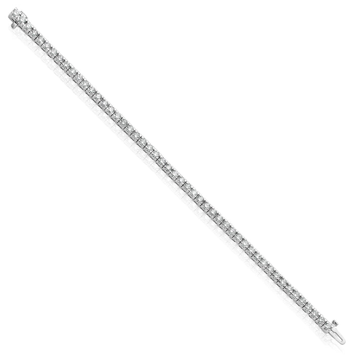 1.25 - 6.45CTW Lab - Grown Diamond 14K White Gold 3mm - 5mm Tennis Bracelet 7" - WJD Exclusives
