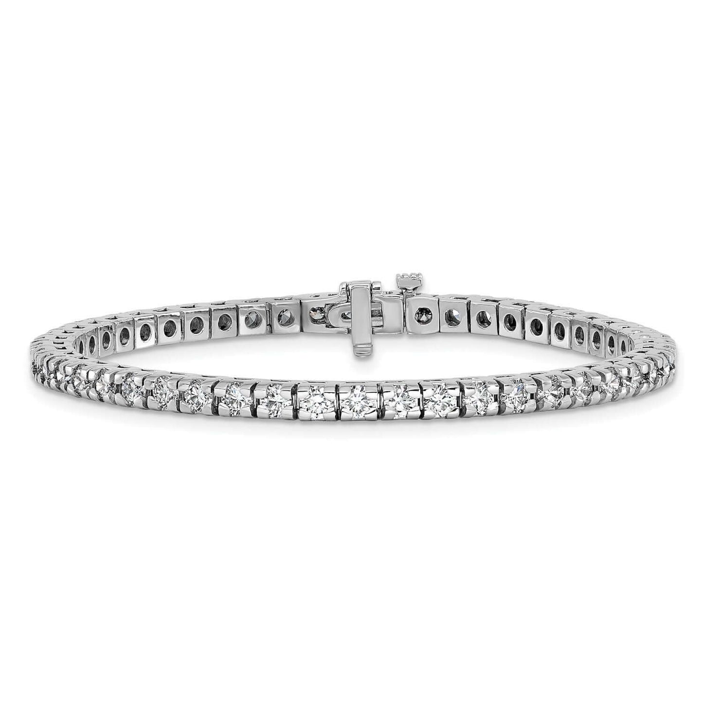 1.25-6.45CTW Lab-Grown Diamond Real 14K White Gold 3mm-5mm Tennis Bracelet 7"
