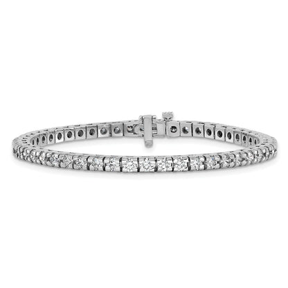 1.25-6.45CTW Lab-Grown Diamond Real 14K White Gold 3mm-5mm Tennis Bracelet 7"