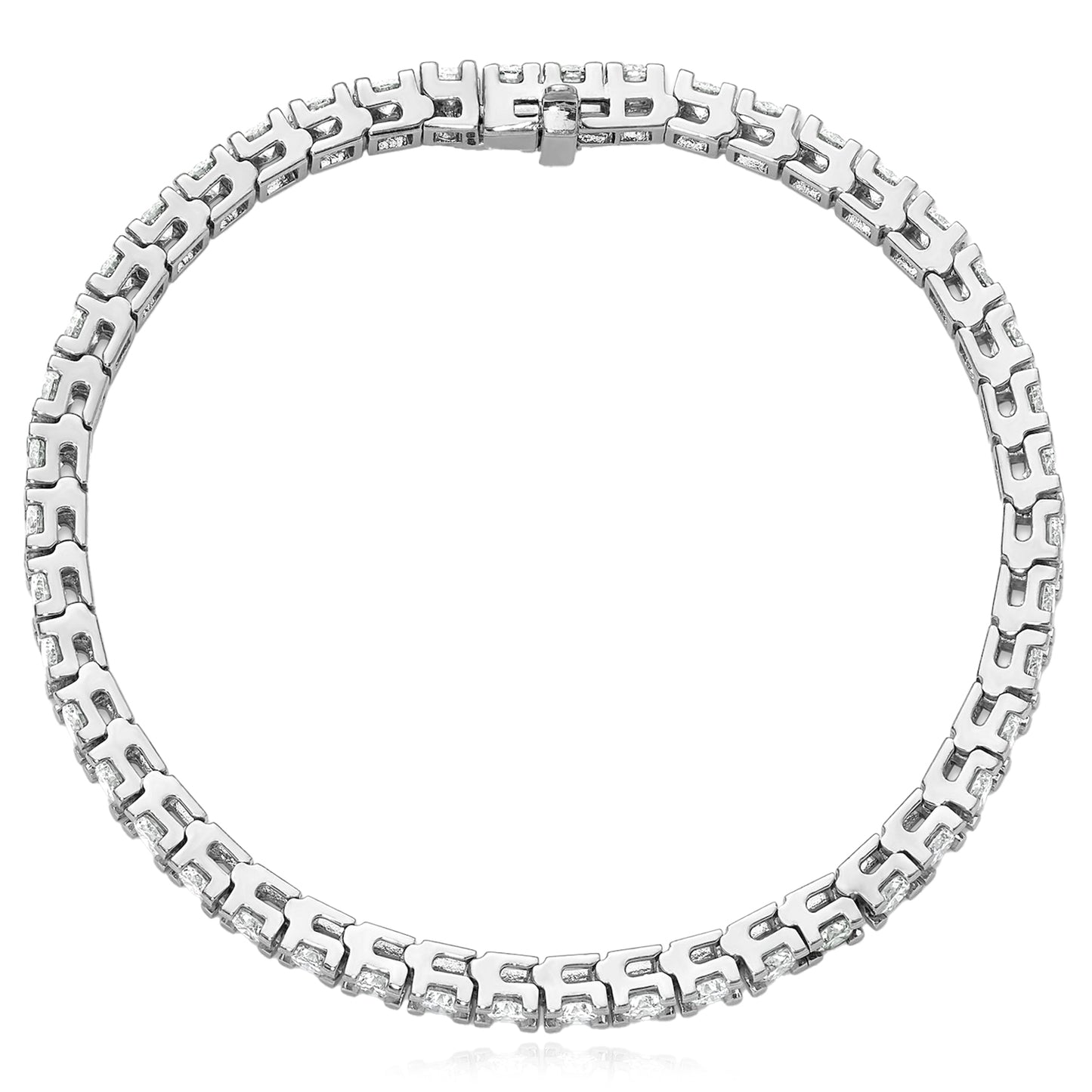 1.25-6.45CTW Lab-Grown Diamond Real 14K White Gold 3mm-5mm Tennis Bracelet 7"