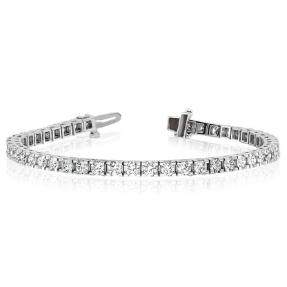 1.25-6.45CTW Lab-Grown Diamond Real 14K White Gold 3mm-5mm Tennis Bracelet 7"