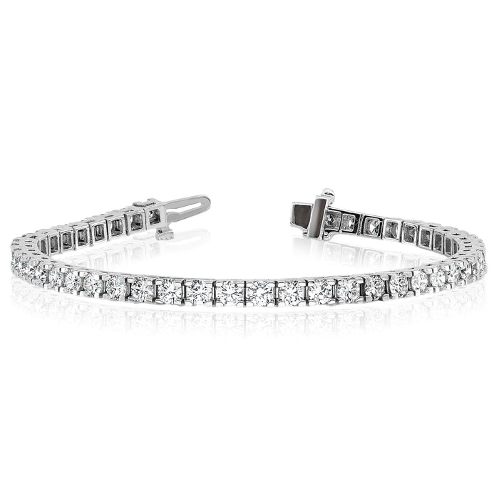 1.25 - 6.45CTW Lab - Grown Diamond 14K White Gold 3mm - 5mm Tennis Bracelet 7" - WJD Exclusives