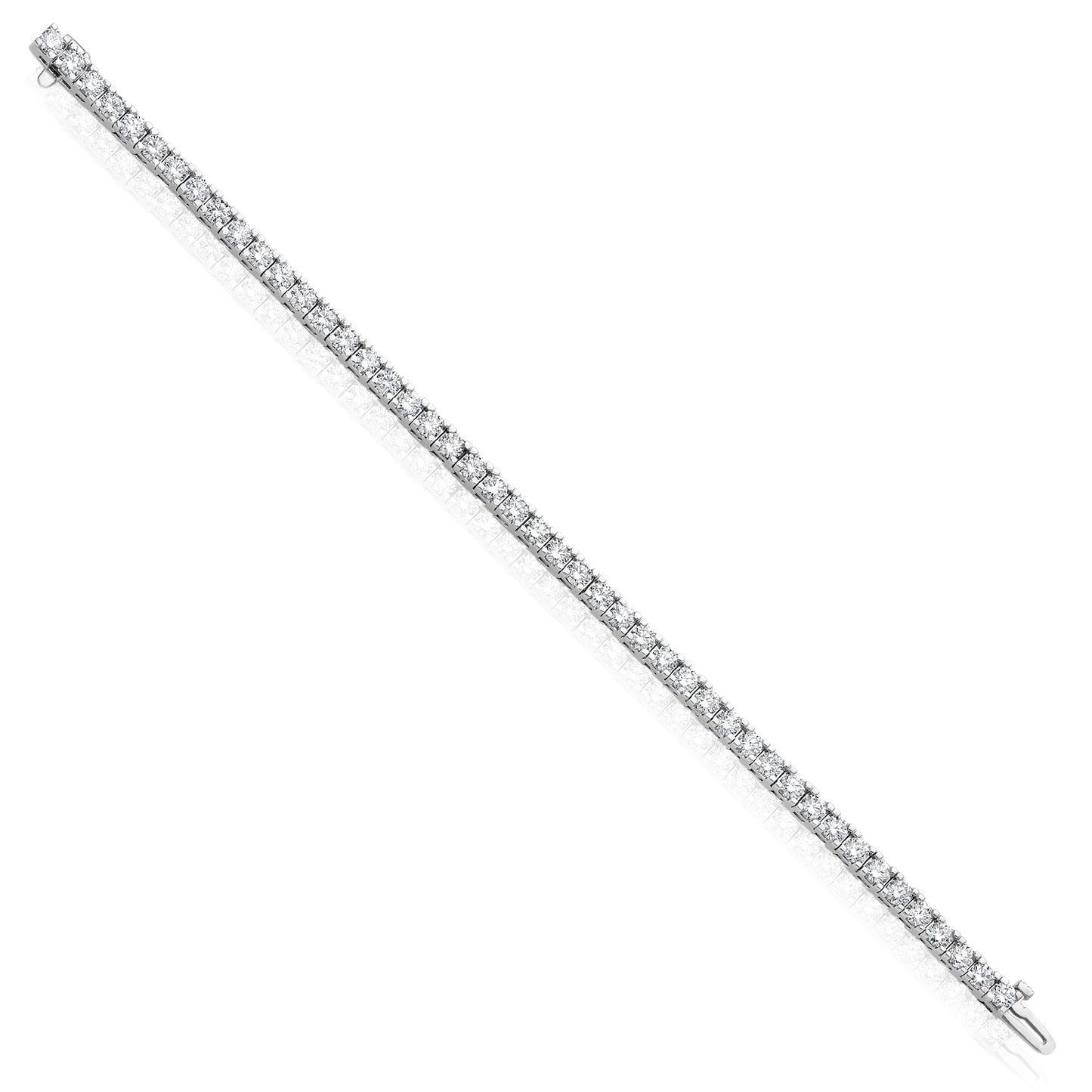 1.25-6.45CTW Lab-Grown Diamond Real 14K White Gold 3mm-5mm Tennis Bracelet 7"