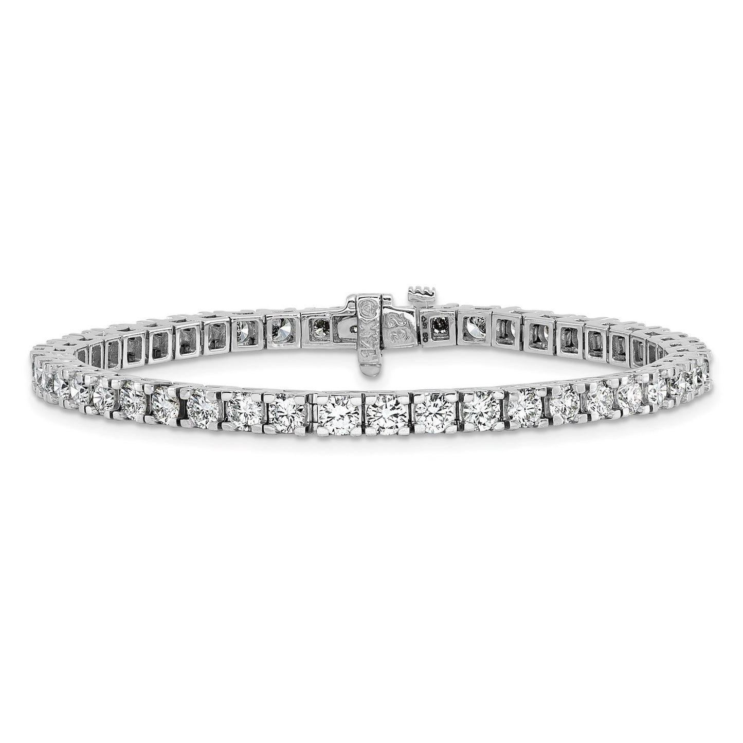 1.25-6.45CTW Lab-Grown Diamond Real 14K White Gold 3mm-5mm Tennis Bracelet 7"