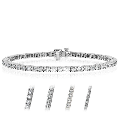 1.25 - 6.45CTW Lab - Grown Diamond 14K White Gold 3mm - 5mm Tennis Bracelet 7" - WJD Exclusives