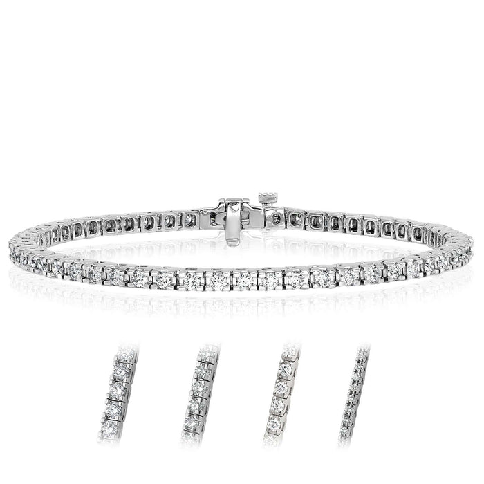 1.25 - 6.45CTW Lab - Grown Diamond 14K White Gold 3mm - 5mm Tennis Bracelet 7" - WJD Exclusives