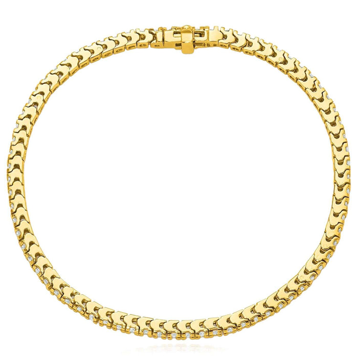 1.25 - 6.45CTW Lab - Grown Diamond 14K Yellow Gold 3mm - 5mm Tennis Bracelet 7" - WJD Exclusives