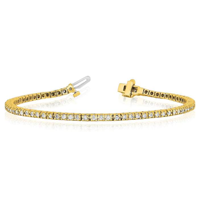 1.25 - 6.45CTW Lab - Grown Diamond 14K Yellow Gold 3mm - 5mm Tennis Bracelet 7" - WJD Exclusives