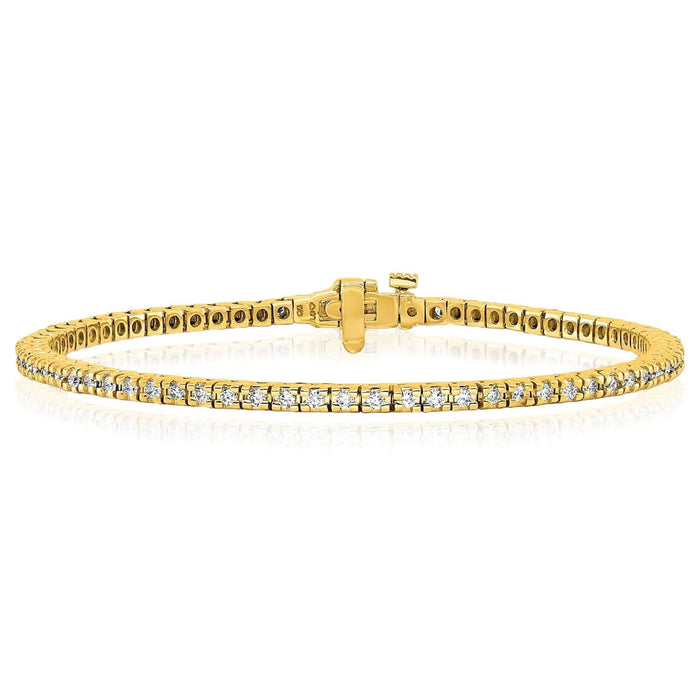 1.25 - 6.45CTW Lab - Grown Diamond 14K Yellow Gold 3mm - 5mm Tennis Bracelet 7" - WJD Exclusives