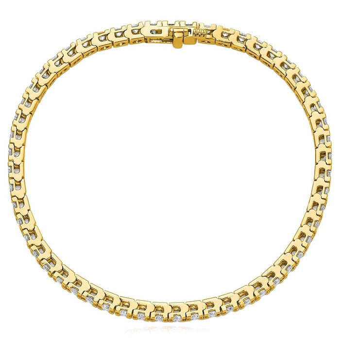 1.25 - 6.45CTW Lab - Grown Diamond 14K Yellow Gold 3mm - 5mm Tennis Bracelet 7" - WJD Exclusives