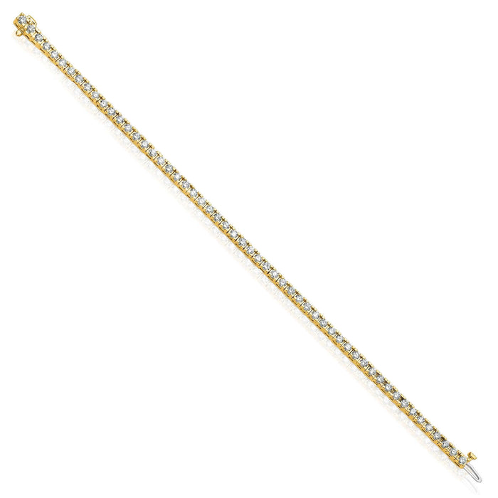 1.25 - 6.45CTW Lab - Grown Diamond 14K Yellow Gold 3mm - 5mm Tennis Bracelet 7" - WJD Exclusives