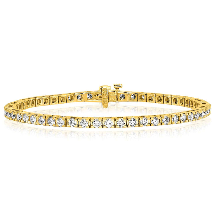 1.25 - 6.45CTW Lab - Grown Diamond 14K Yellow Gold 3mm - 5mm Tennis Bracelet 7" - WJD Exclusives