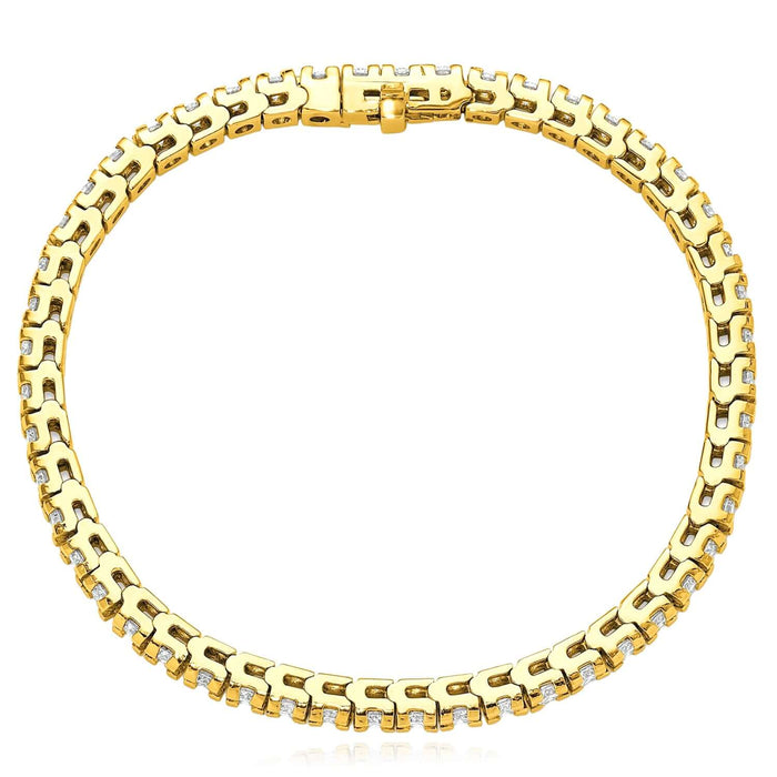 1.25 - 6.45CTW Lab - Grown Diamond 14K Yellow Gold 3mm - 5mm Tennis Bracelet 7" - WJD Exclusives