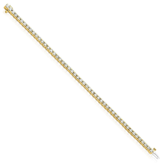 1.25 - 6.45CTW Lab - Grown Diamond 14K Yellow Gold 3mm - 5mm Tennis Bracelet 7" - WJD Exclusives