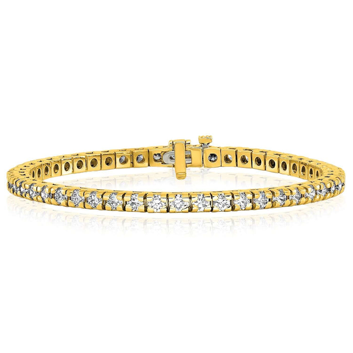 1.25 - 6.45CTW Lab - Grown Diamond 14K Yellow Gold 3mm - 5mm Tennis Bracelet 7" - WJD Exclusives