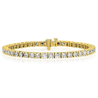 1.25 - 6.45CTW Lab - Grown Diamond 14K Yellow Gold 3mm - 5mm Tennis Bracelet 7" - WJD Exclusives