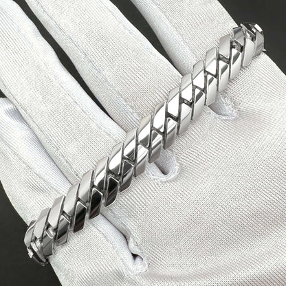 Real 14K White Gold 10mm Modern Edge Miami Chain 18"-24"
