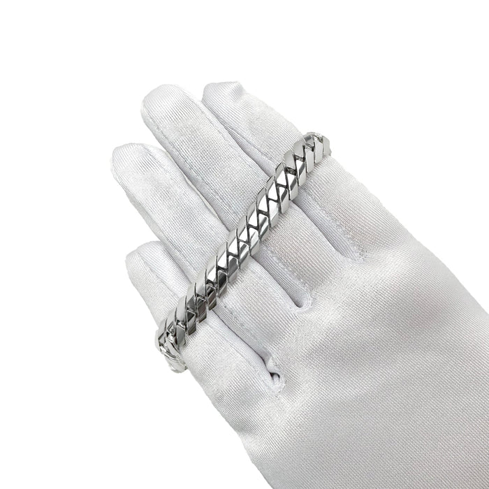 14K White Gold 10mm Modern Edge Miami Chain (Solid Links) 18" - 24" - WJD Exclusives