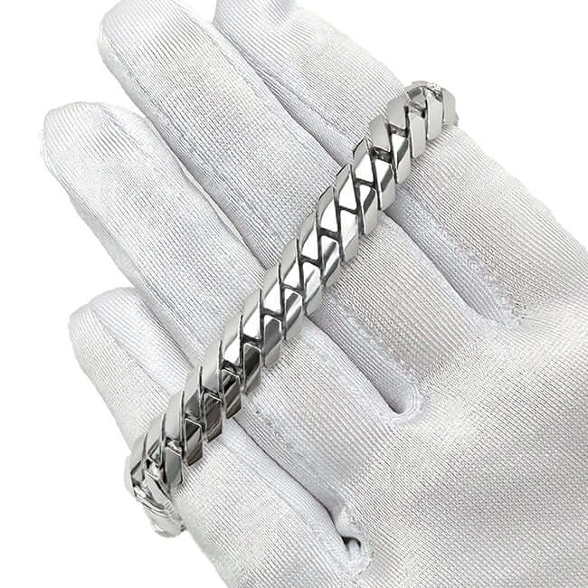 Real 14K White Gold 10mm Modern Edge Miami Chain 18"-24"