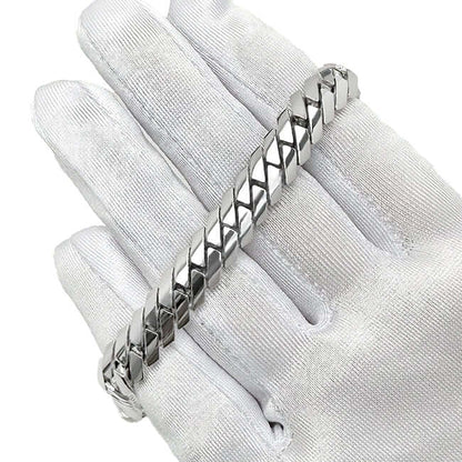 Real 14K White Gold 10mm Modern Edge Miami Chain 18"-24"