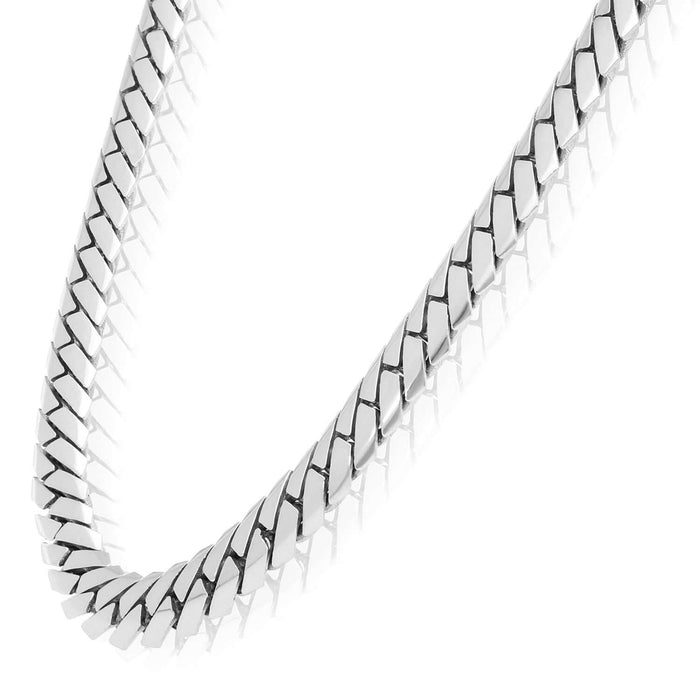 14K White Gold 10mm Modern Edge Miami Chain (Solid Links) 18" - 24" - WJD Exclusives