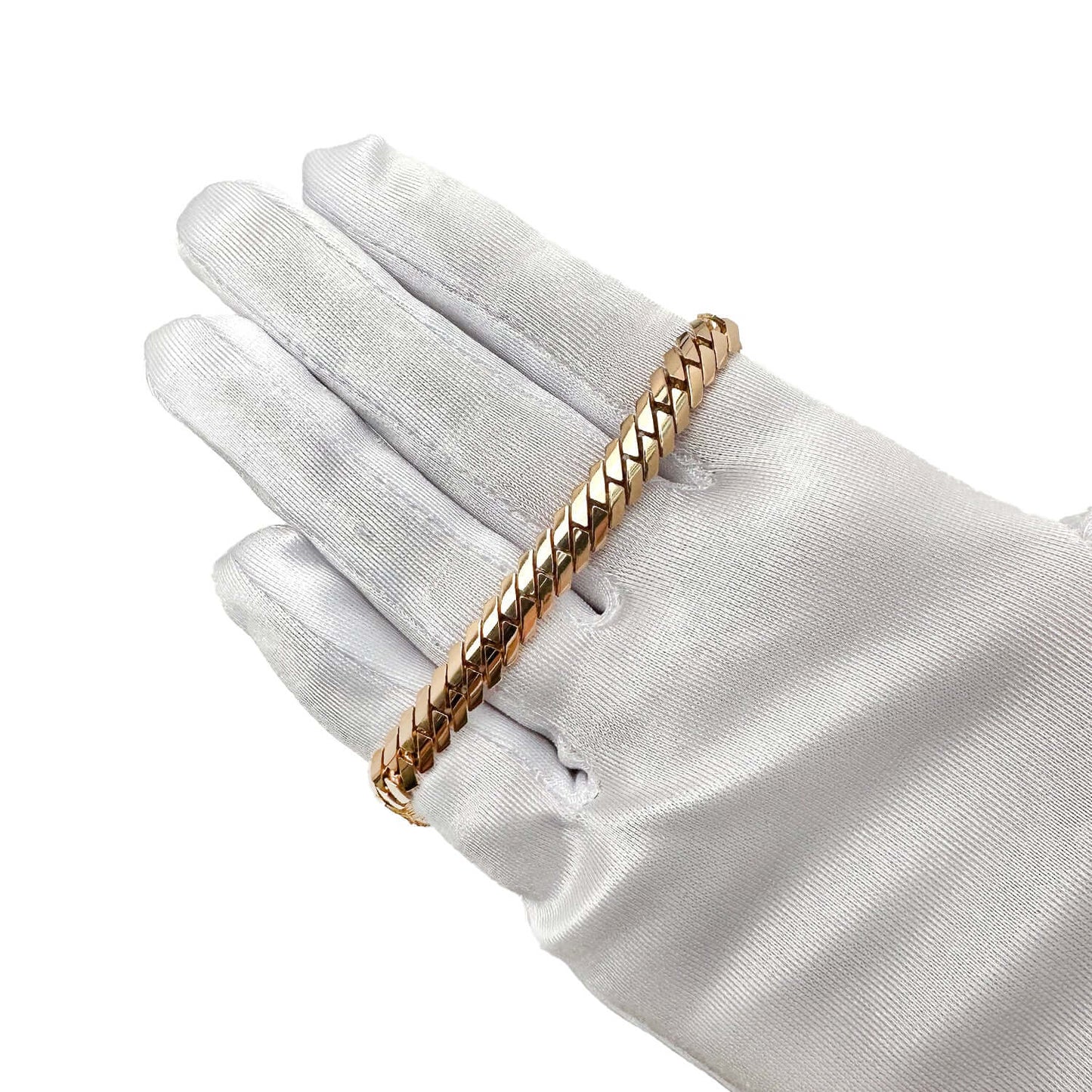 Real 14K Rose Gold 7.5mm Modern Edge Miami Chain 18"-24"