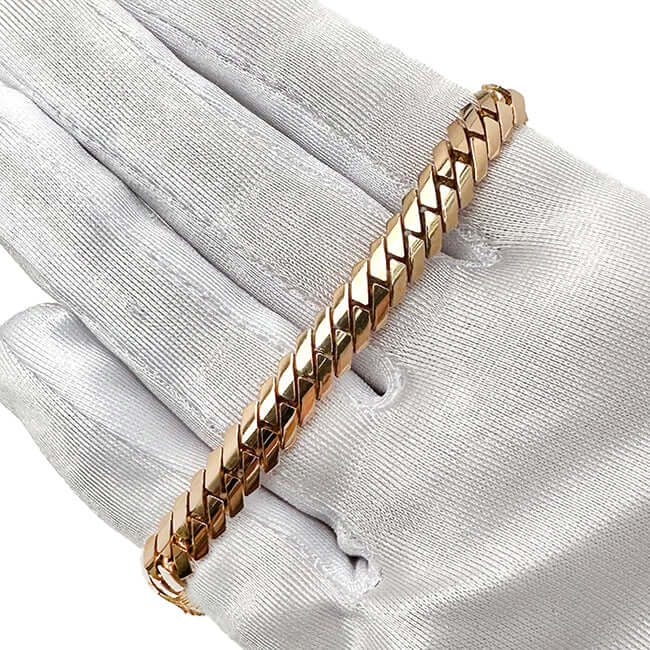 Real 14K Rose Gold 7.5mm Modern Edge Miami Chain 18"-24"