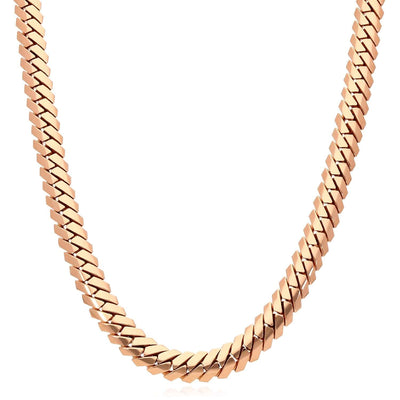 14K Rose Gold 7.5mm Modern Edge Miami Chain (Solid Links) 18" - 24" - WJD Exclusives
