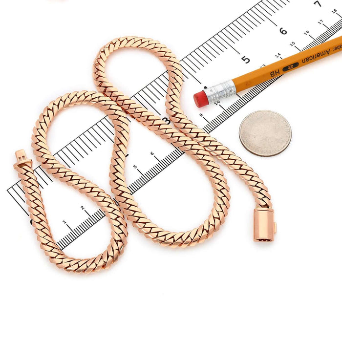 14K Rose Gold 7.5mm Modern Edge Miami Chain (Solid Links) 18" - 24" - WJD Exclusives