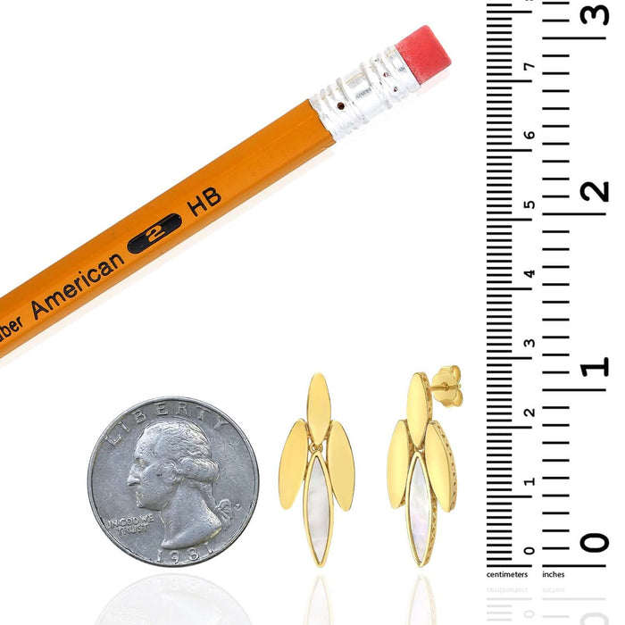 Real 14K Gold Natural Mother of Pearl Drop Earrings 28mm - WJD Exclusives