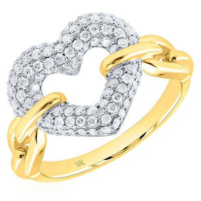 0.50CTW Natural Diamond 10K Yellow Gold Heart Ring - WJD Exclusives