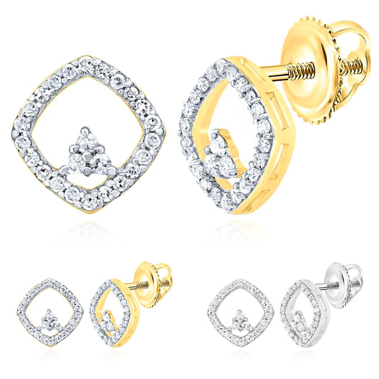 0.15CTW Real Diamond Real 10K White Gold Cushion Stud Earrings 7mm