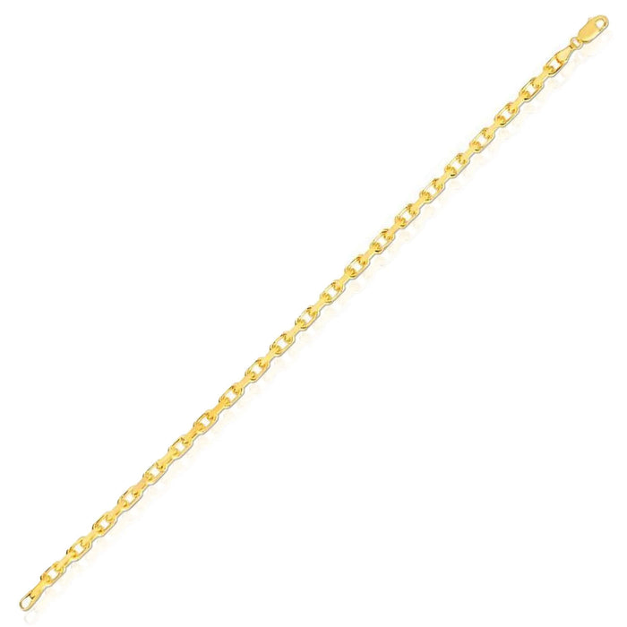 10K Yellow Gold 3.5mm French Cable Bracelet (Solid Links) 8.25" - WJD Exclusives