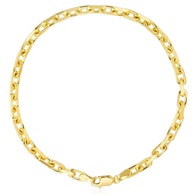 10K Yellow Gold 3.5mm French Cable Bracelet (Solid Links) 8.25" - WJD Exclusives