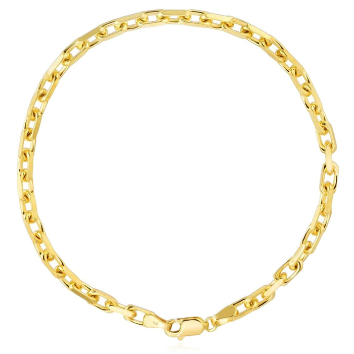 10K Yellow Gold 3.5mm French Cable Bracelet (Solid Links) 8.25" - WJD Exclusives