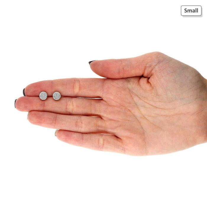 Natural Diamond 10K Yellow Gold Round Cluster Pave Stud Earrings 6.5mm-7.5mm