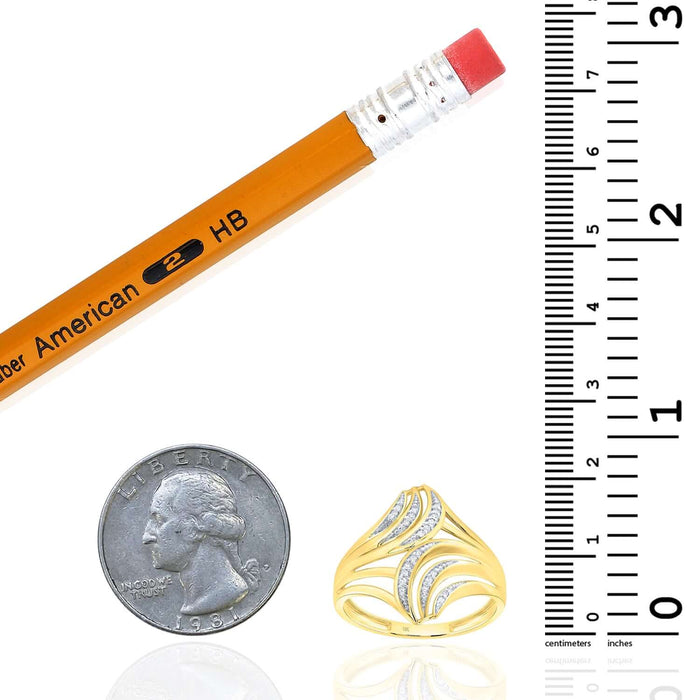 0.06CTW Natural Diamond Real 10K Gold Bypass Swirl Ring - WJD Exclusives