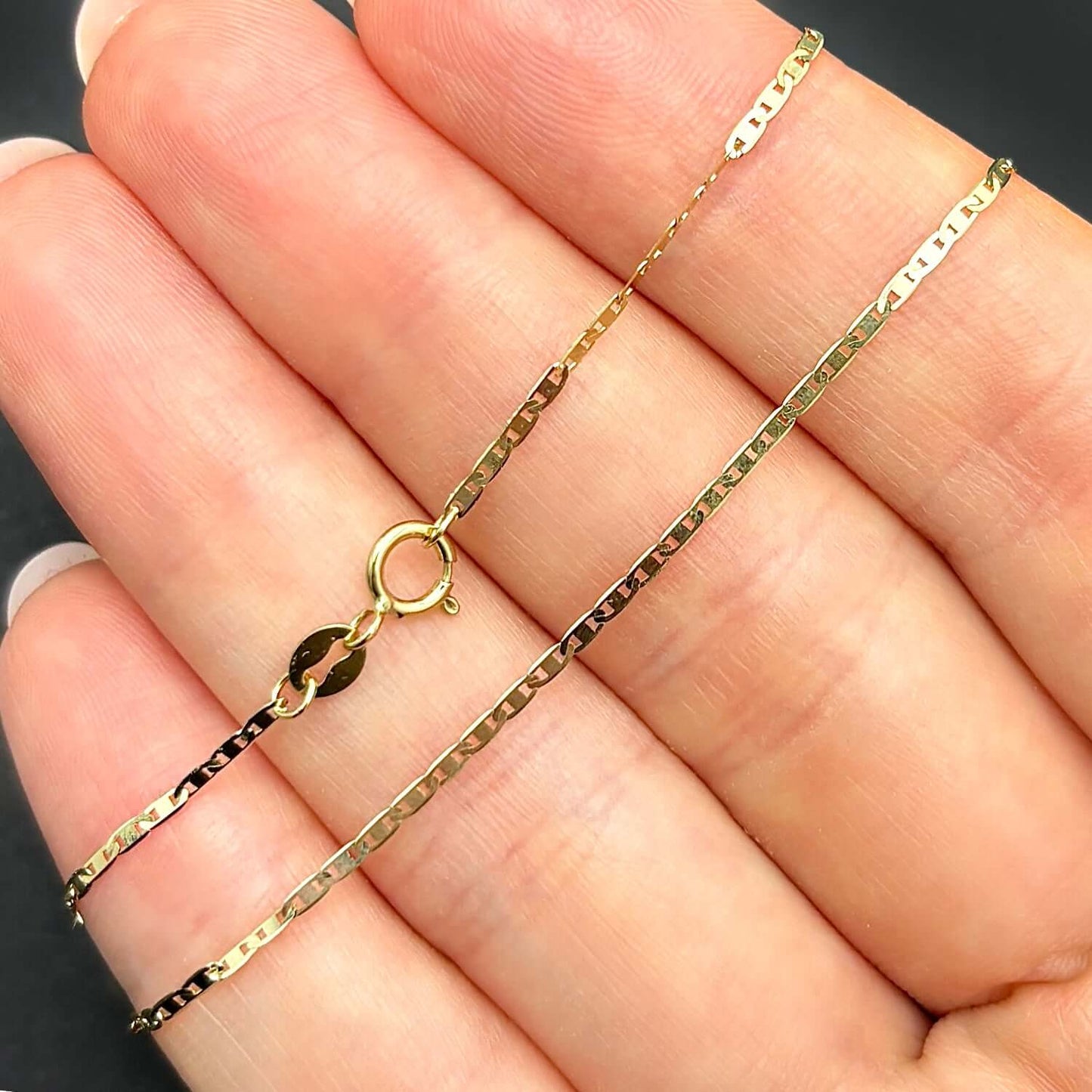 Real 14K Gold 1.2mm Mariner Chain Necklace 16" 18" 20"