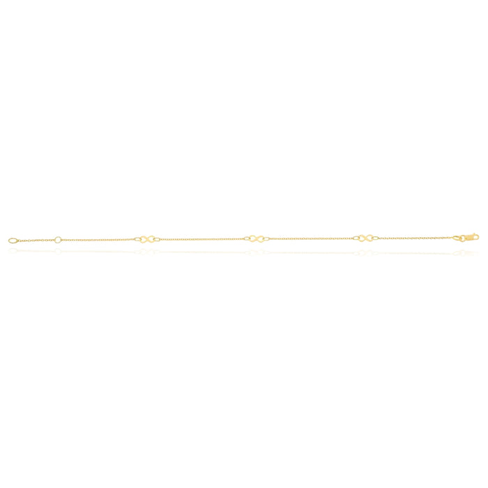 10K Yellow Gold Infinity Adjustable Ankle Bracelet (Solid Links) 9" - 10" - WJD Exclusives