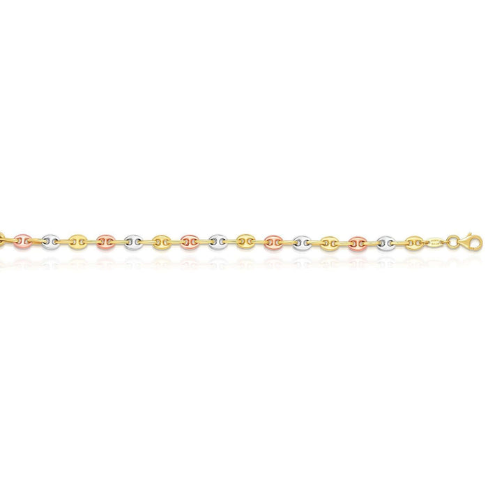 14K Tri - Color Gold 5mm Puffed Mariner Chain (Hollow) 16" - 20" - WJD Exclusives
