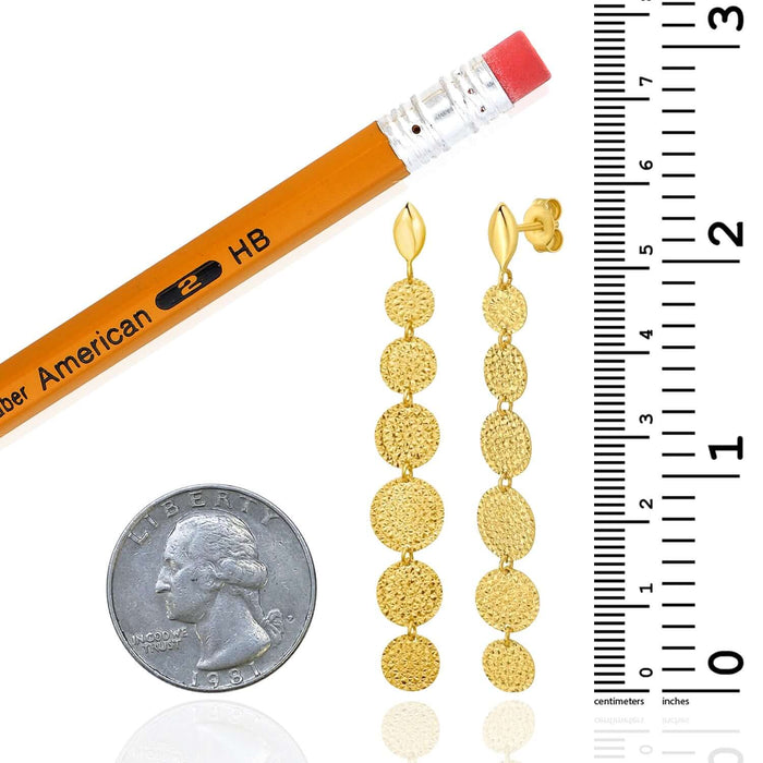 Real 14K Gold Hammered Pebble Dangle Earrings 58mm - WJD Exclusives