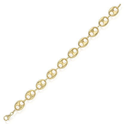 Real 14K Gold 12mm Puffed Mariner Bracelet 8.5"