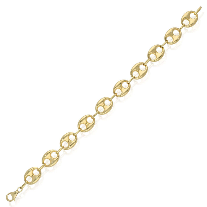14K Yellow Gold 12mm Puffed Mariner Bracelet (Hollow) 8.5" - WJD Exclusives