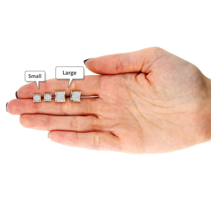 10K Yellow Gold Natural Diamond 3D Square Screw Back Stud Earrings 0.10CT-15CT