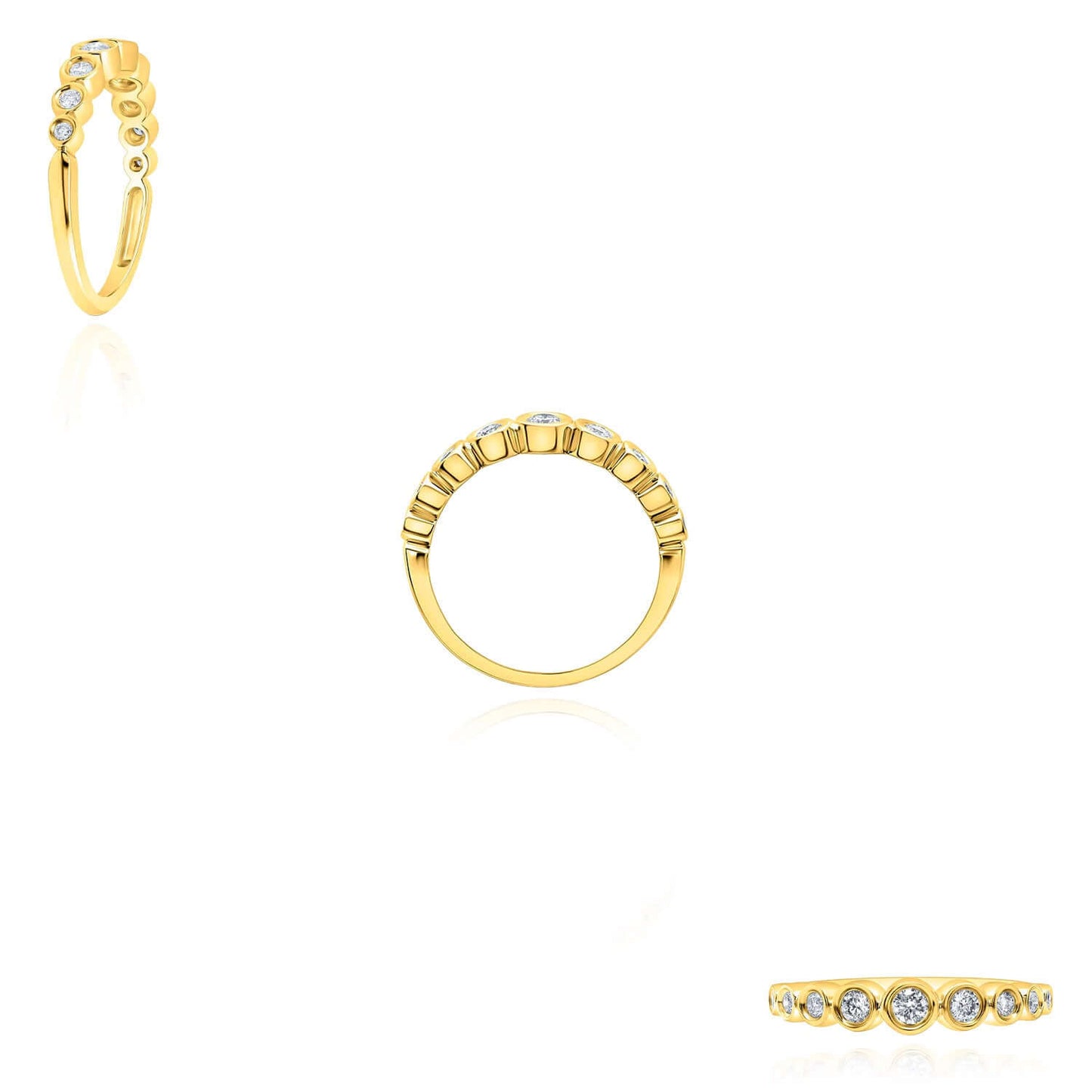 0.33CTW Real Diamond Bezel Set 14K Real Gold Stackable Ring