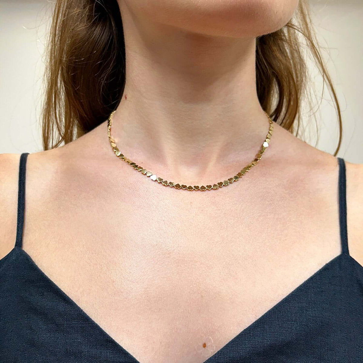 14K Yellow Gold 4mm Heart Adjustable Chain (Hollow) 15" - 16" - WJD Exclusives