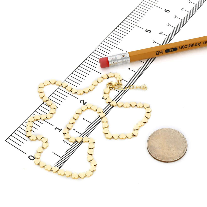 14K Yellow Gold 4mm Heart Adjustable Chain (Hollow) 15" - 16" - WJD Exclusives