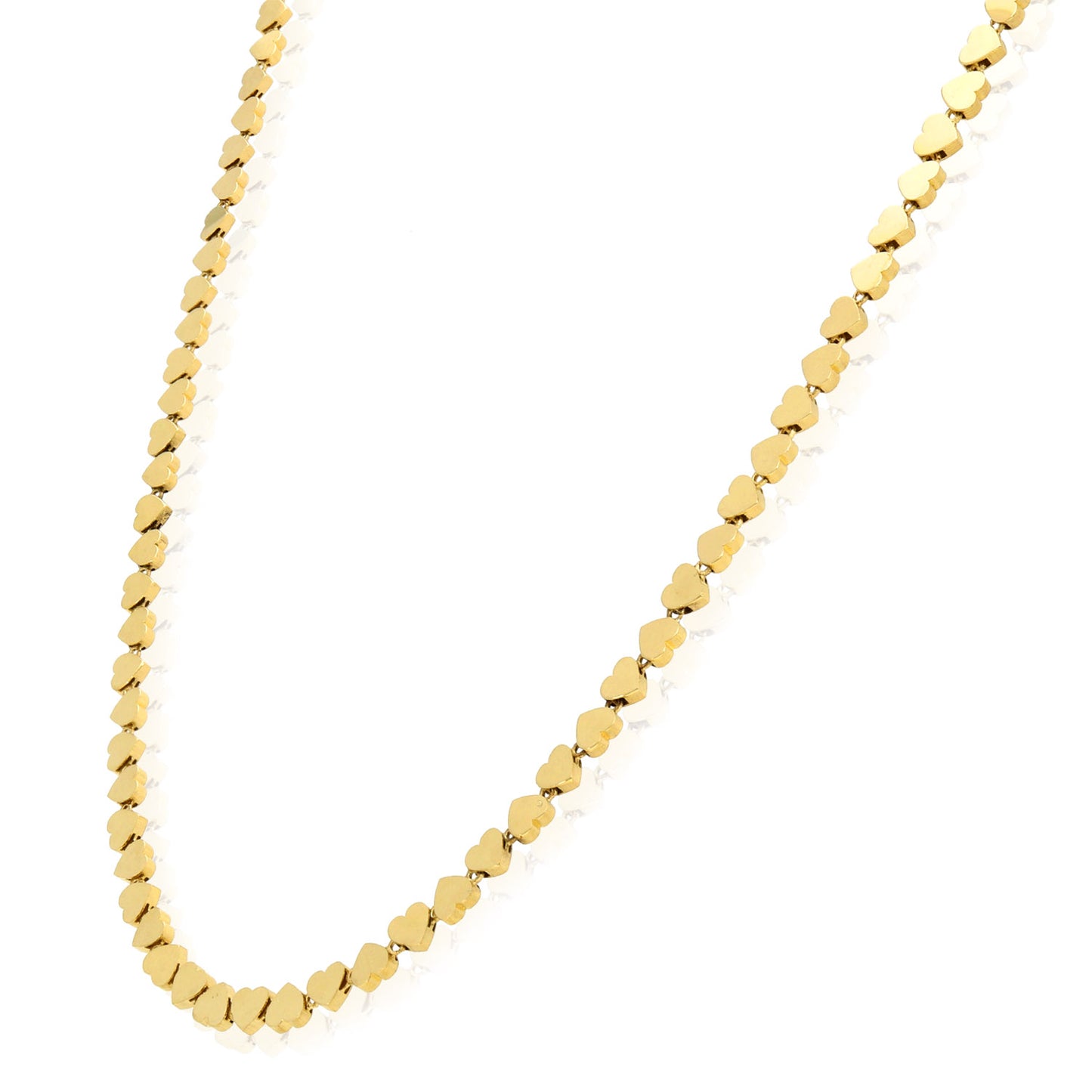 Real 14K Gold 4mm Heart Adjustable Chain Necklace 15"-16"