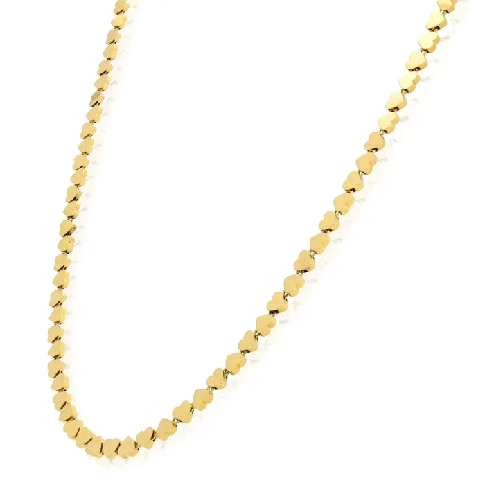 14K Yellow Gold Heart Link Necklace (15"–16") & Bracelet (5.5"–7") Set - WJD Exclusives