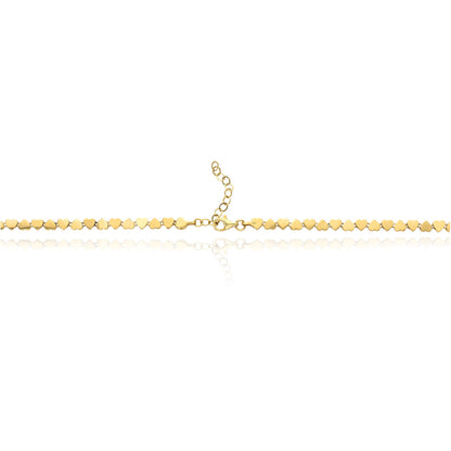 Real 14K Gold 4mm Heart Adjustable Chain Necklace 15"-16"